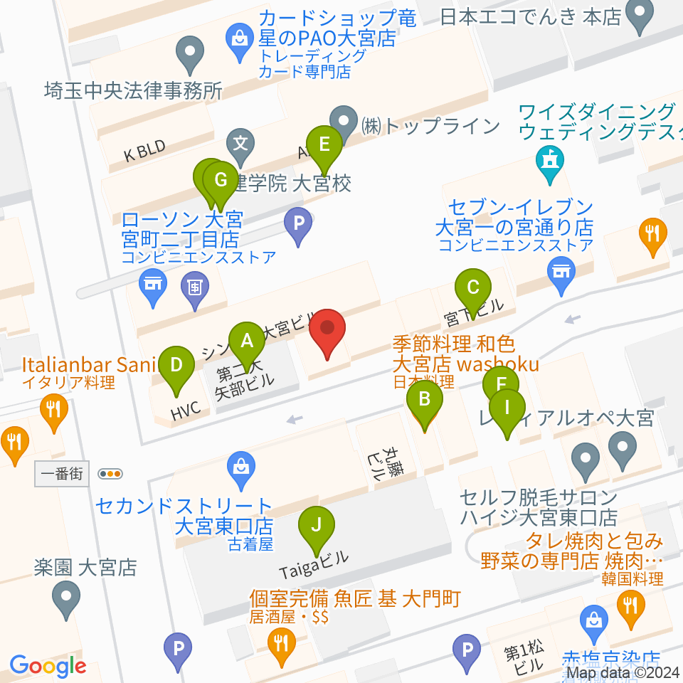 小島ギタースクール周辺のファミレス・ファーストフード一覧地図