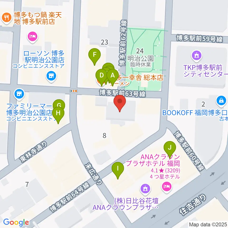 専門学校 九州ビジュアルアーツ周辺のファミレス・ファーストフード一覧地図