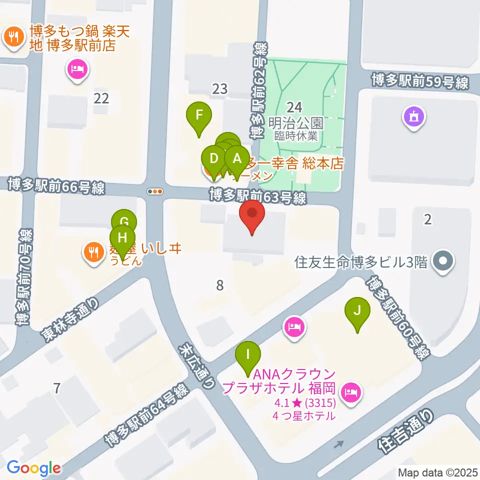 専門学校 九州ビジュアルアーツ周辺のファミレス・ファーストフード一覧地図