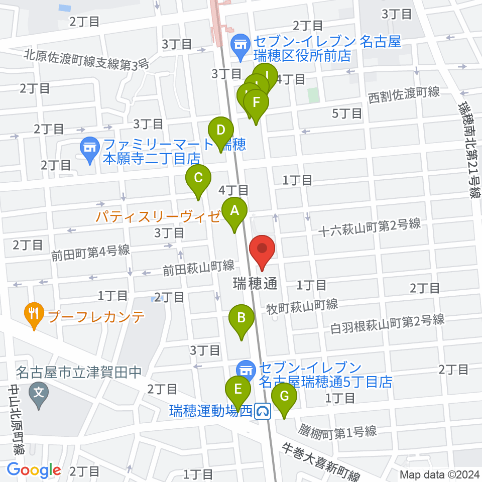 コンピュータミュージックスクールリカレンス周辺のファミレス・ファーストフード一覧地図