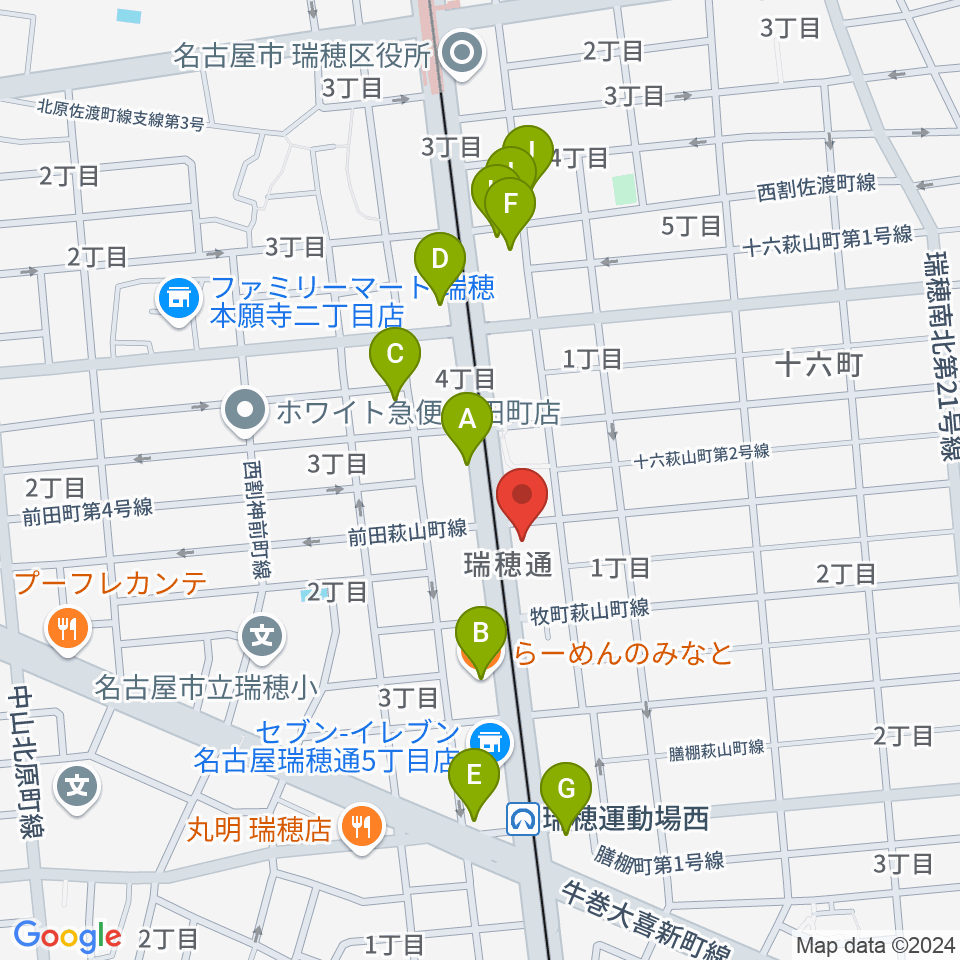 コンピュータミュージックスクールリカレンス周辺のファミレス・ファーストフード一覧地図