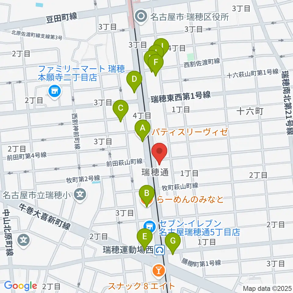 コンピュータミュージックスクールリカレンス周辺のファミレス・ファーストフード一覧地図