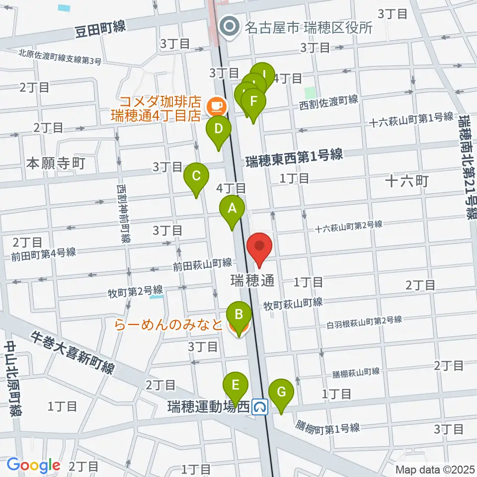 コンピュータミュージックスクールリカレンス周辺のファミレス・ファーストフード一覧地図