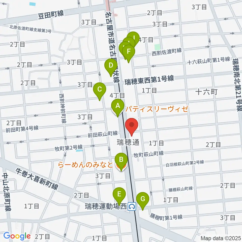 コンピュータミュージックスクールリカレンス周辺のファミレス・ファーストフード一覧地図