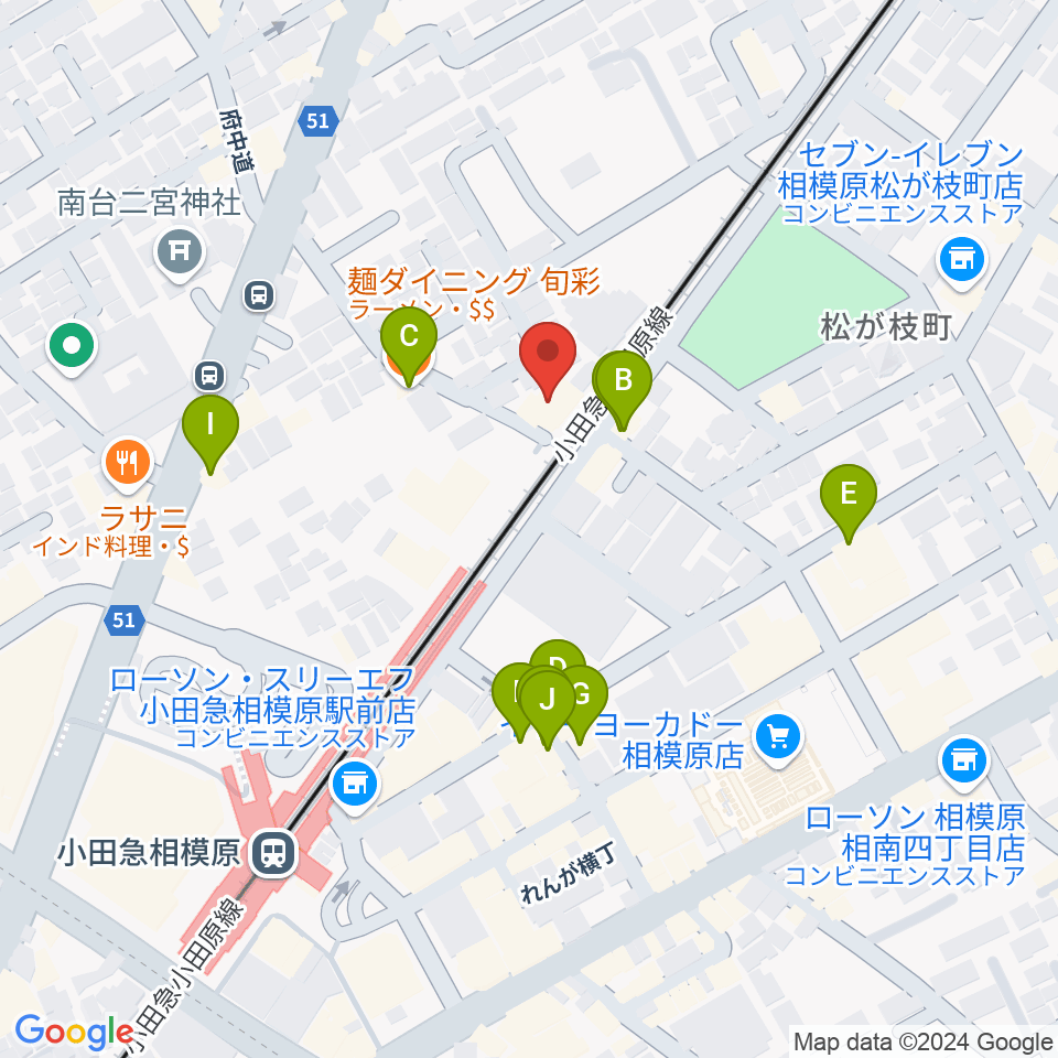 エンゼルミュージック周辺のファミレス・ファーストフード一覧地図