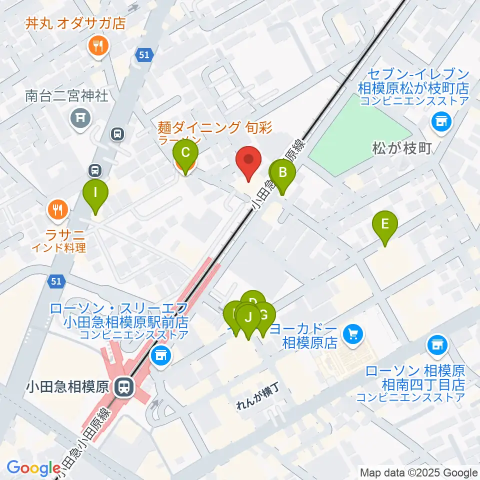 エンゼルミュージック周辺のファミレス・ファーストフード一覧地図