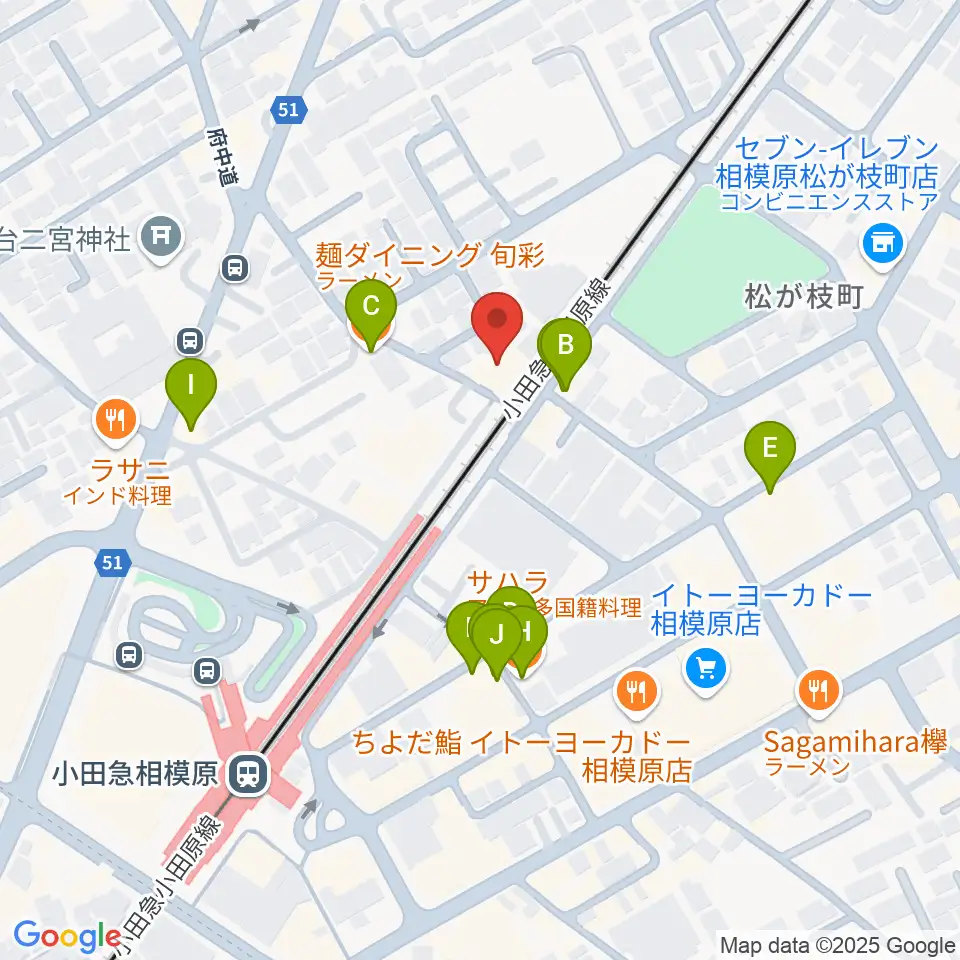 エンゼルミュージック周辺のファミレス・ファーストフード一覧地図