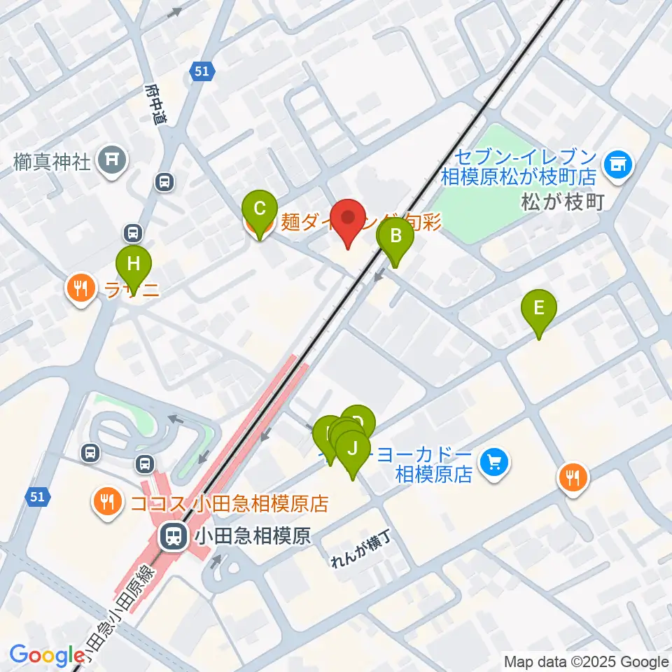エンゼルミュージック周辺のファミレス・ファーストフード一覧地図