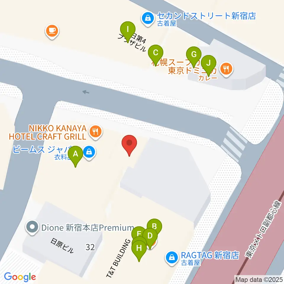 ミュージックスクールウッド周辺のファミレス・ファーストフード一覧地図