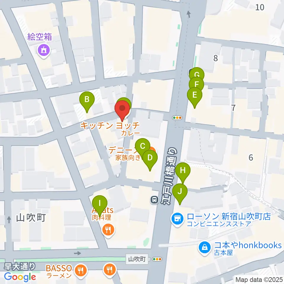 BEC音楽教室周辺のファミレス・ファーストフード一覧地図