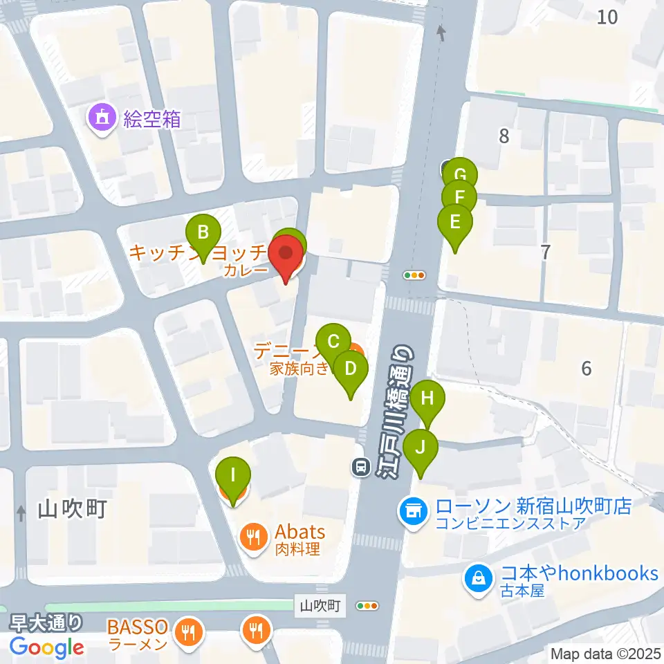 BEC音楽教室周辺のファミレス・ファーストフード一覧地図