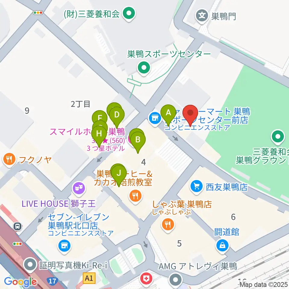 ミクロコスモスミュージックスクール周辺のファミレス・ファーストフード一覧地図