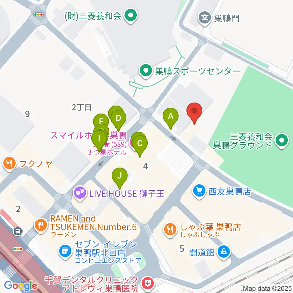 ミクロコスモスミュージックスクール周辺のファミレス・ファーストフード一覧地図