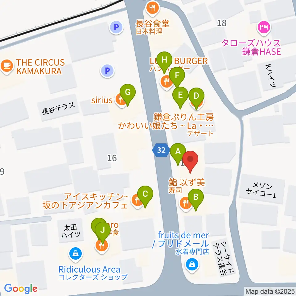ミュージックスクール・ガウリ周辺のファミレス・ファーストフード一覧地図