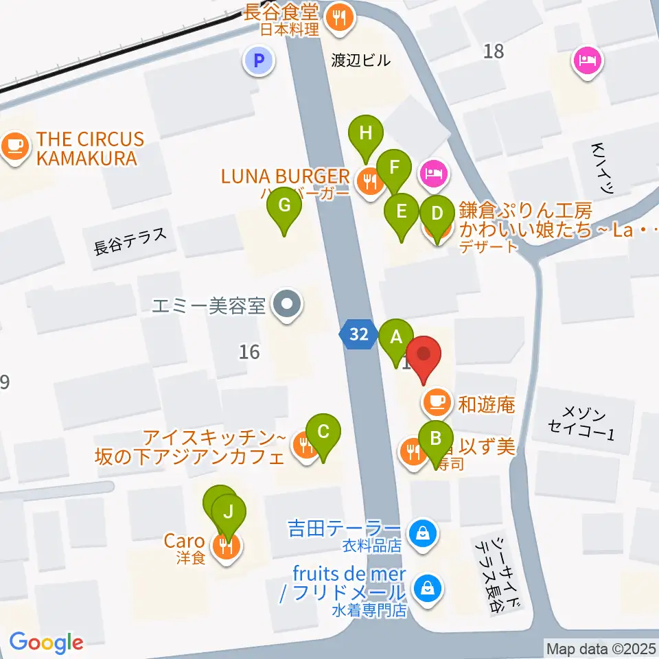 ミュージックスクール・ガウリ周辺のファミレス・ファーストフード一覧地図