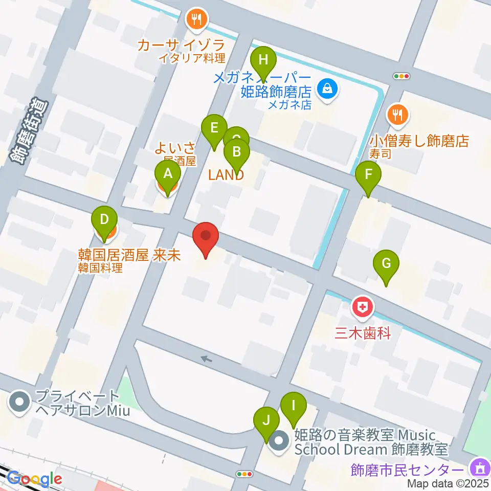 なるせ音楽教室周辺のファミレス・ファーストフード一覧地図