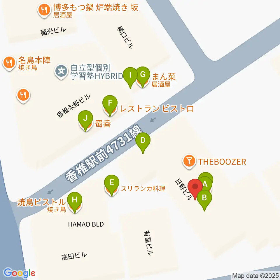 ＵＳボーカル教室 福岡東校周辺のファミレス・ファーストフード一覧地図