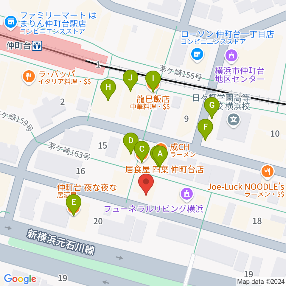 エルフラット音楽教室周辺のファミレス・ファーストフード一覧地図