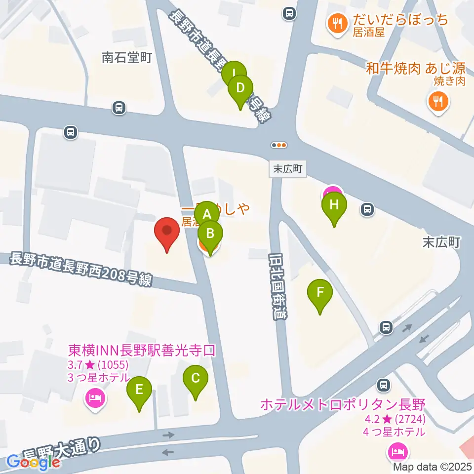 ヒオキ楽器周辺のファミレス・ファーストフード一覧地図