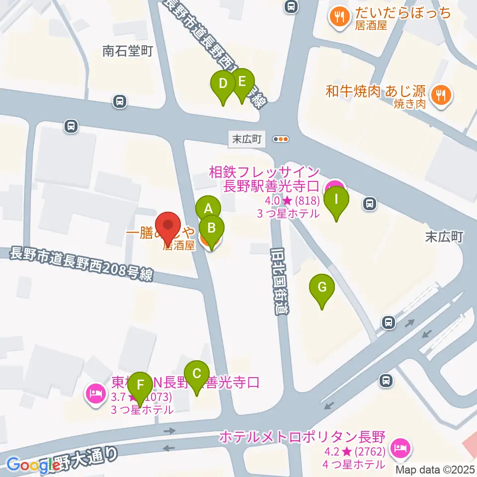ヒオキ楽器周辺のファミレス・ファーストフード一覧地図