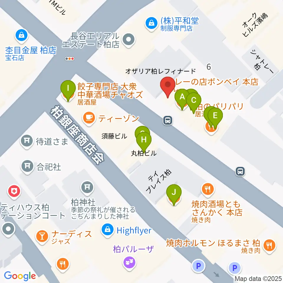 ベルカント音楽学院周辺のファミレス・ファーストフード一覧地図