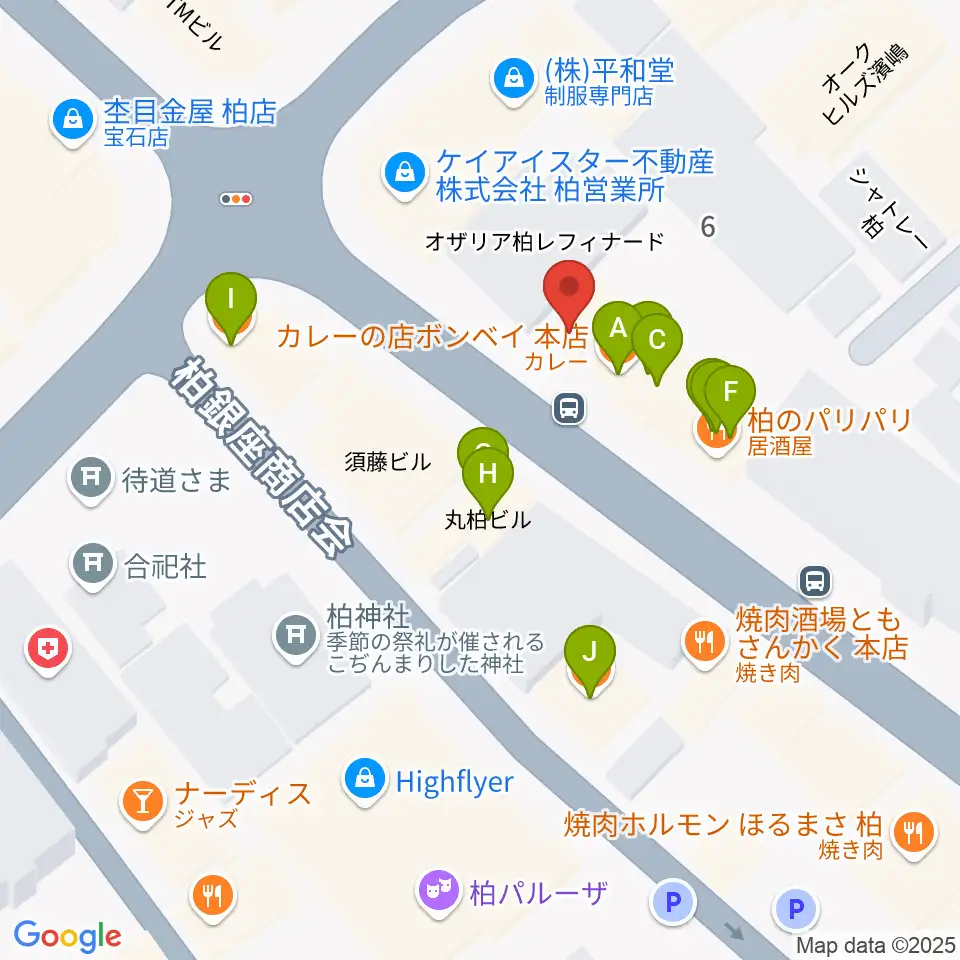 ベルカント音楽学院周辺のファミレス・ファーストフード一覧地図