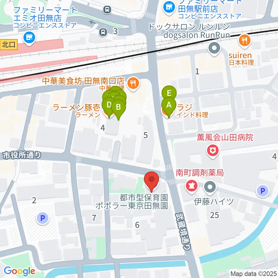 東音楽器 田無センター周辺のファミレス・ファーストフード一覧地図