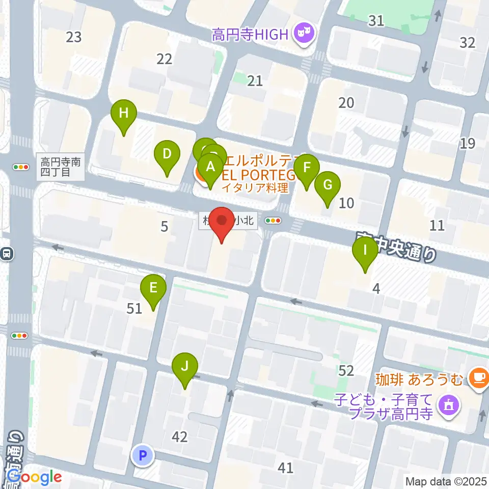 東音楽器 高円寺センター周辺のファミレス・ファーストフード一覧地図