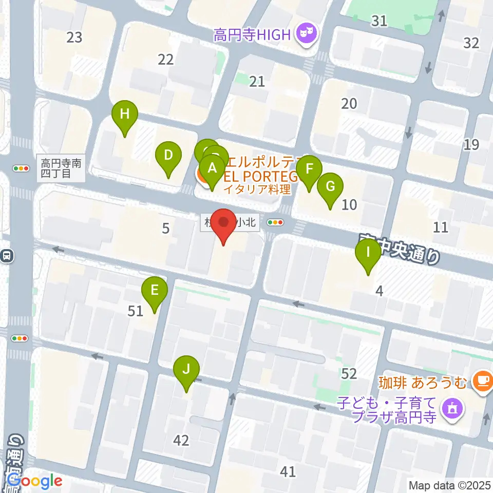 東音楽器 高円寺センター周辺のファミレス・ファーストフード一覧地図