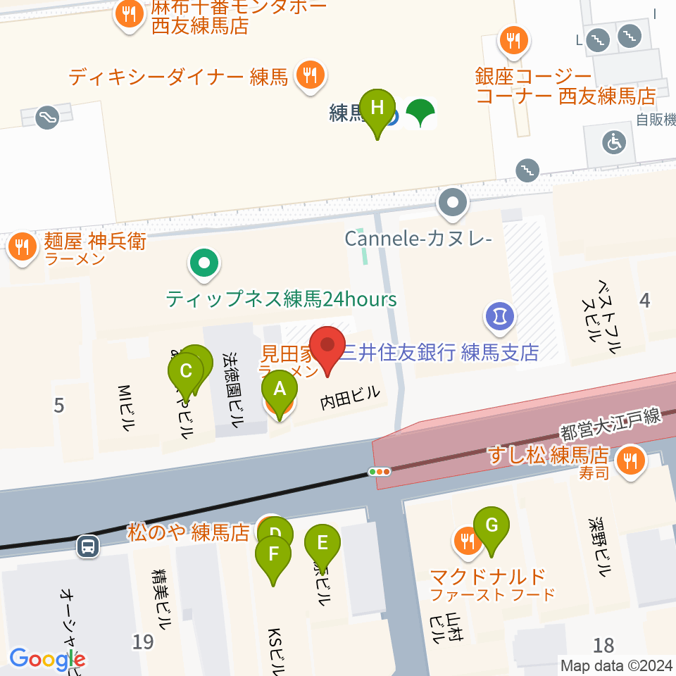 東音楽器 練馬センター周辺のファミレス・ファーストフード一覧地図