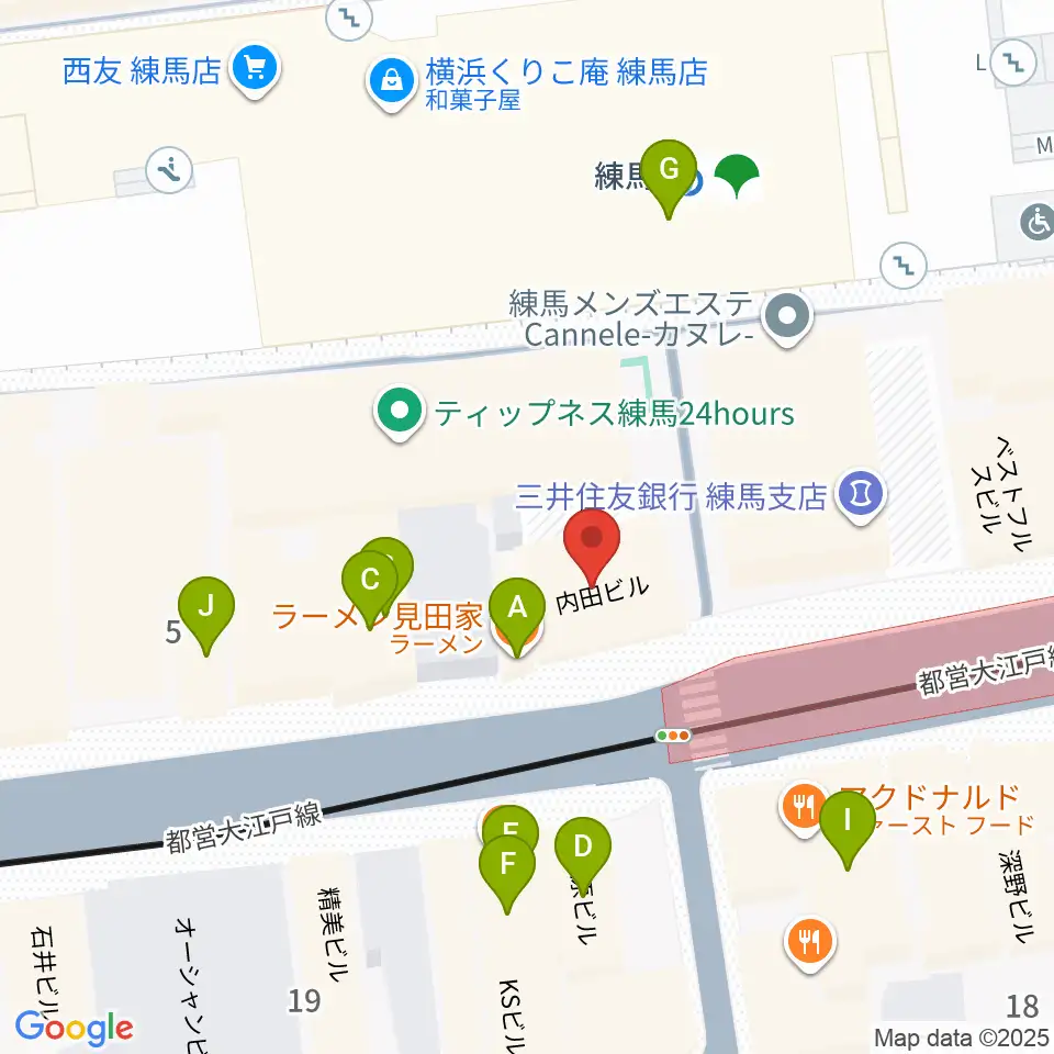 東音楽器 練馬センター周辺のファミレス・ファーストフード一覧地図