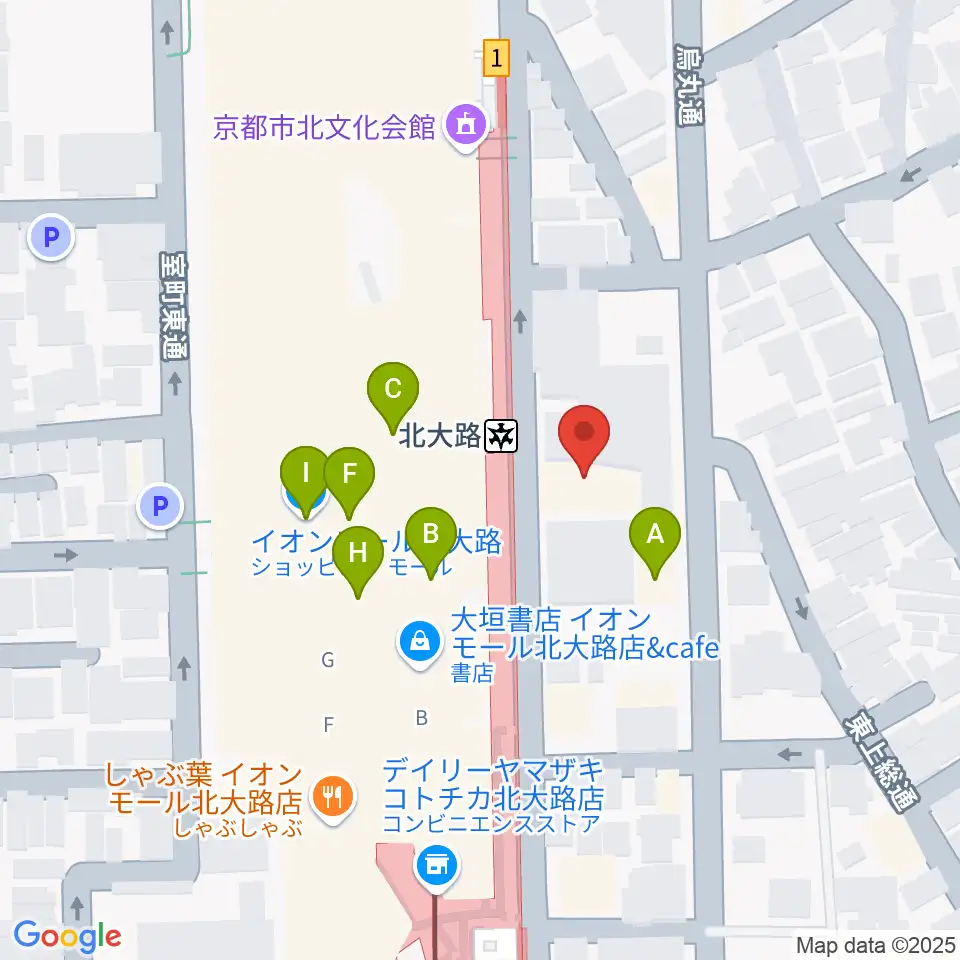 京都ミュージックラボ周辺のファミレス・ファーストフード一覧地図