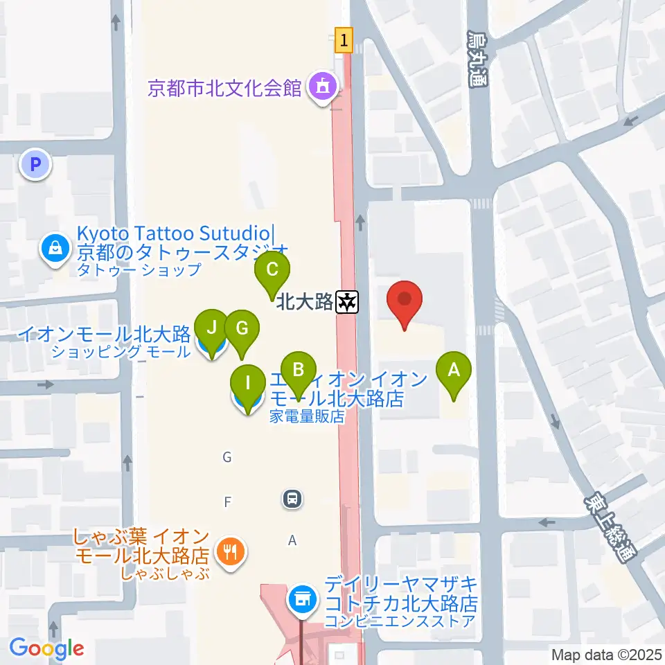 京都ミュージックラボ周辺のファミレス・ファーストフード一覧地図