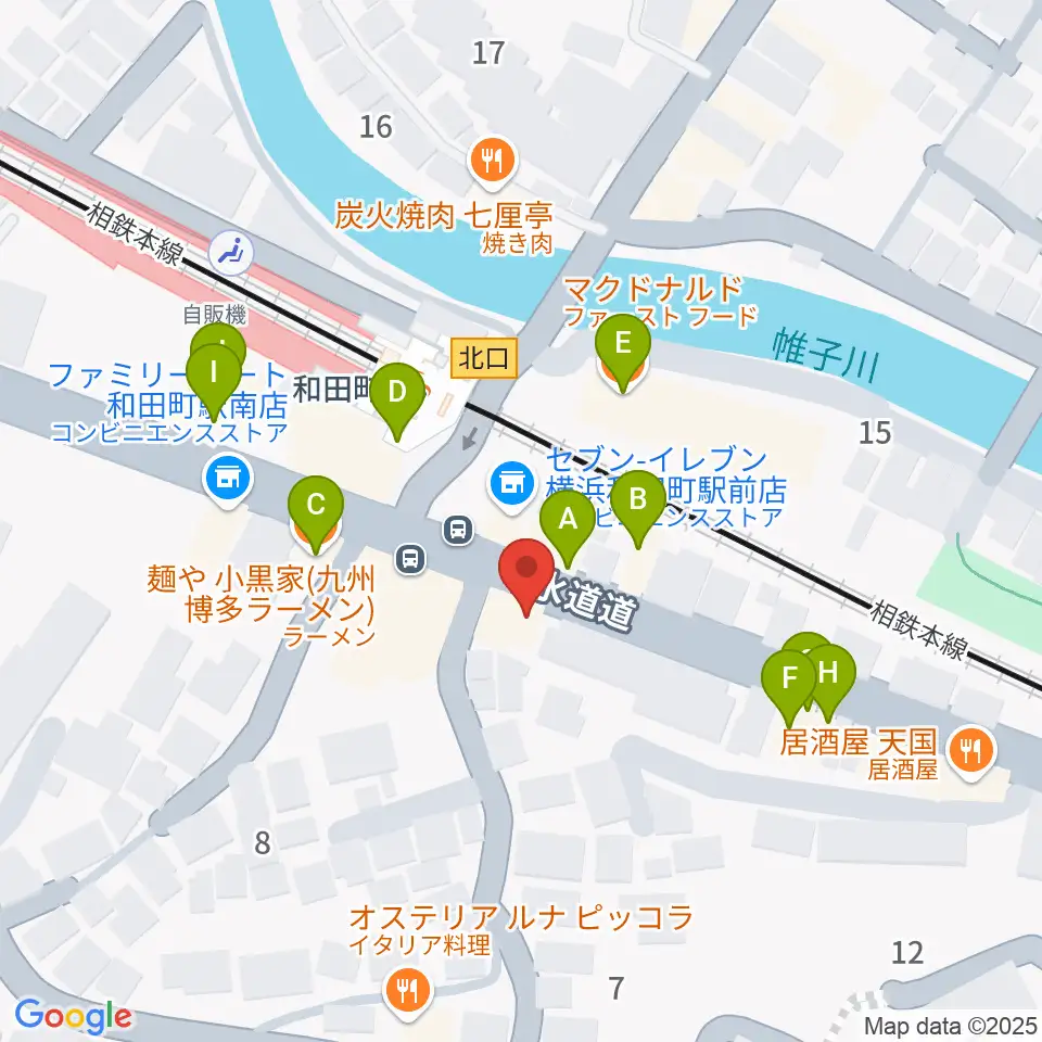 アート和田町音楽院周辺のファミレス・ファーストフード一覧地図