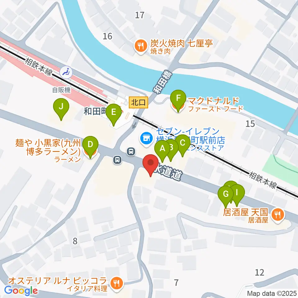 アート和田町音楽院周辺のファミレス・ファーストフード一覧地図