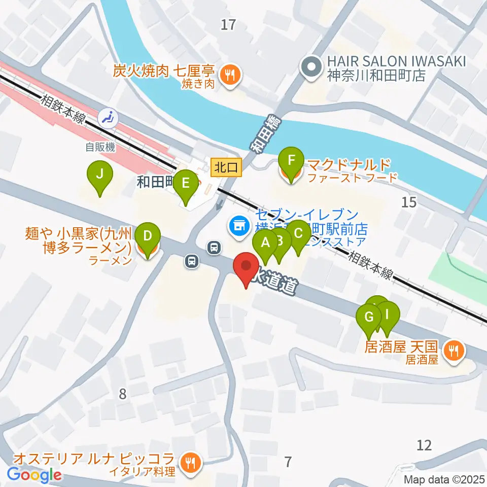 アート和田町音楽院周辺のファミレス・ファーストフード一覧地図