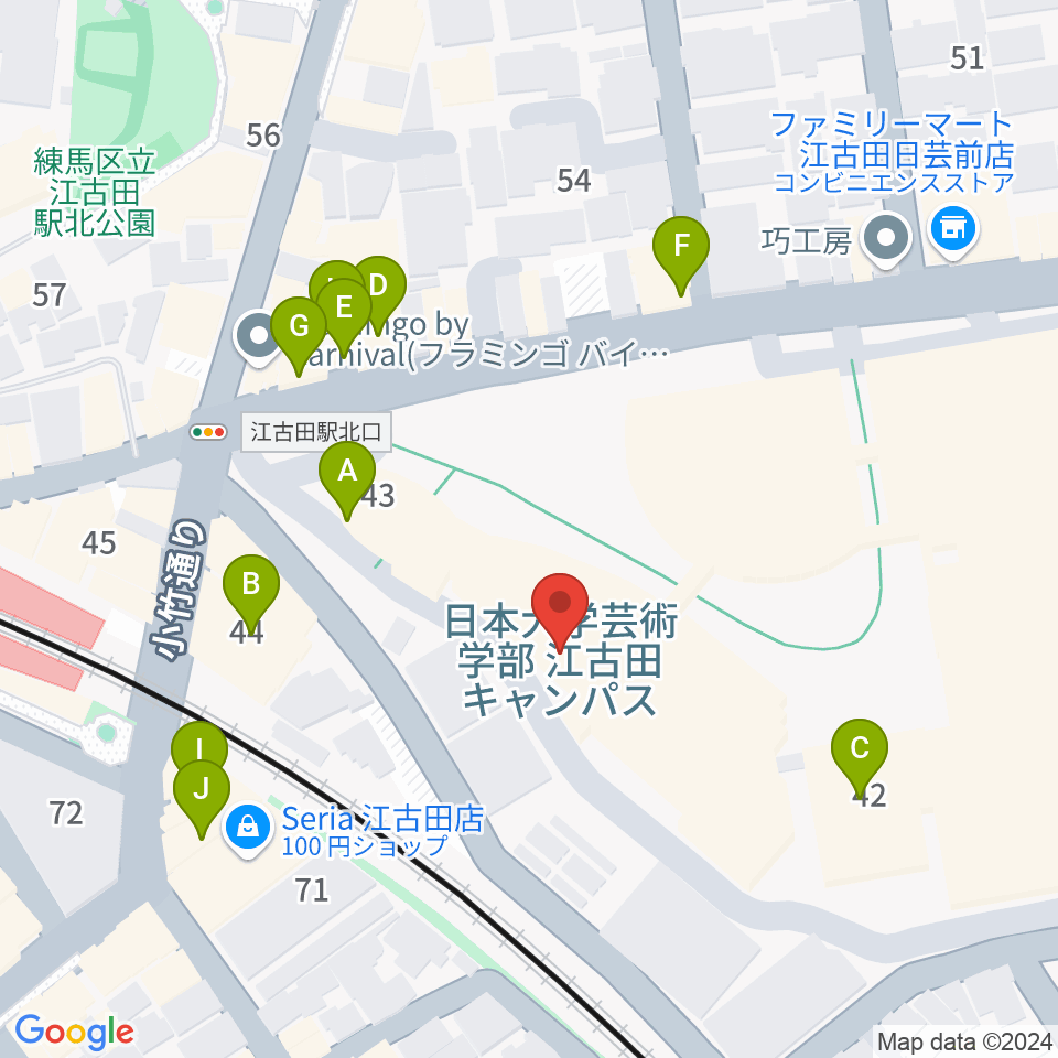日本大学芸術学部 音楽学科周辺のファミレス・ファーストフード一覧地図