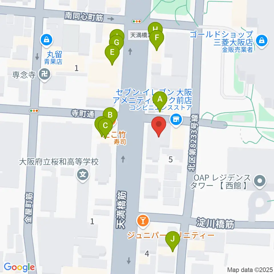 放送芸術学院専門学校周辺のファミレス・ファーストフード一覧地図