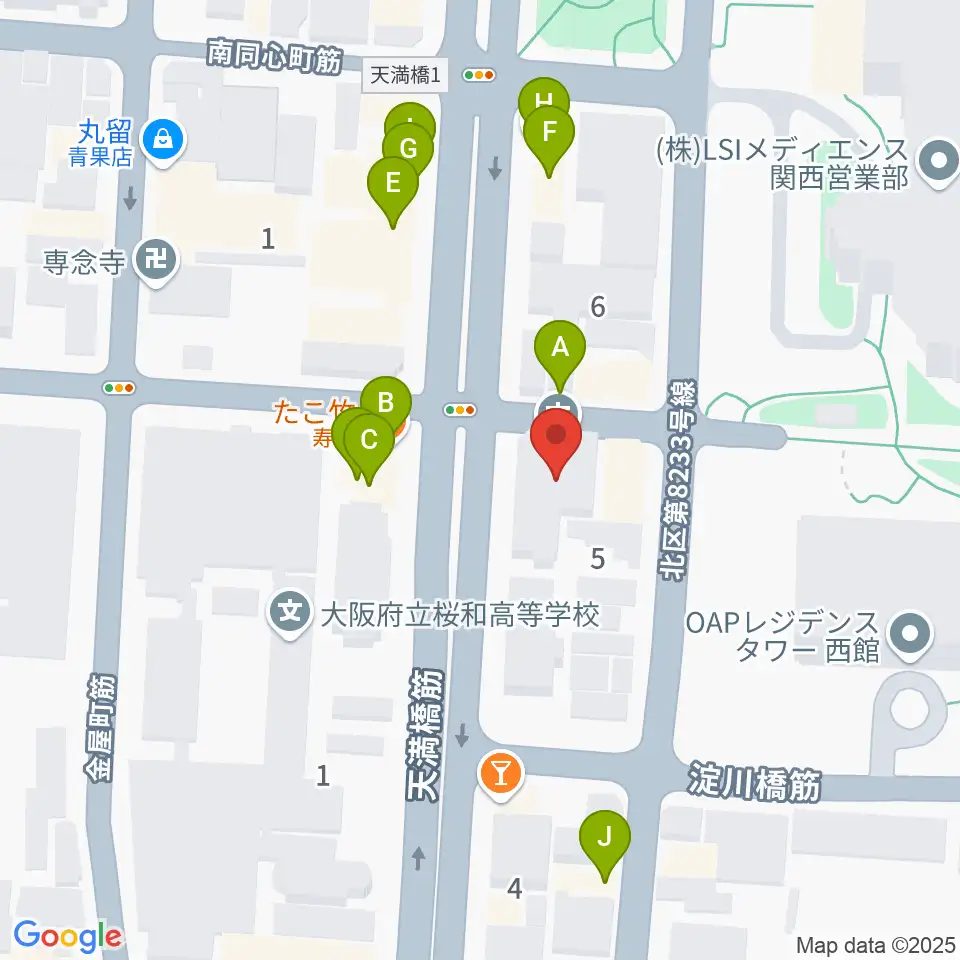 放送芸術学院専門学校周辺のファミレス・ファーストフード一覧地図