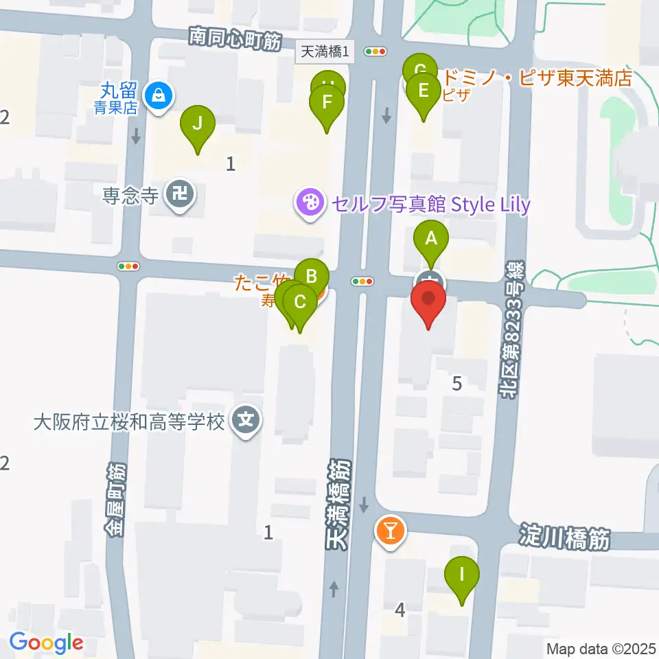 放送芸術学院専門学校周辺のファミレス・ファーストフード一覧地図