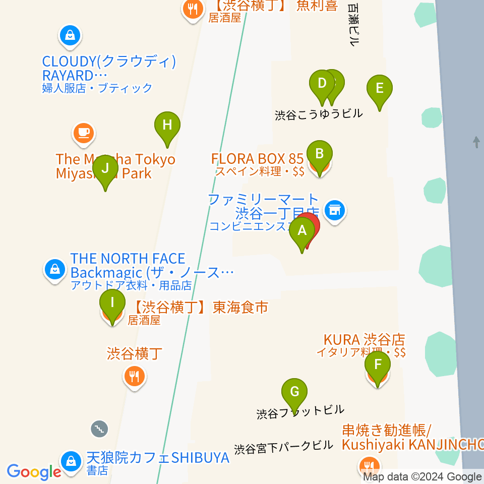 東京ダンス・俳優&舞台芸術専門学校周辺のファミレス・ファーストフード一覧地図