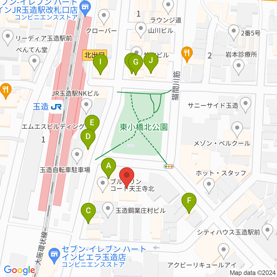 KMC音楽院周辺のファミレス・ファーストフード一覧地図