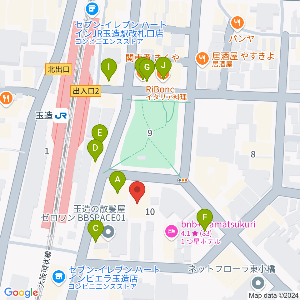 KMC音楽院周辺のファミレス・ファーストフード一覧地図