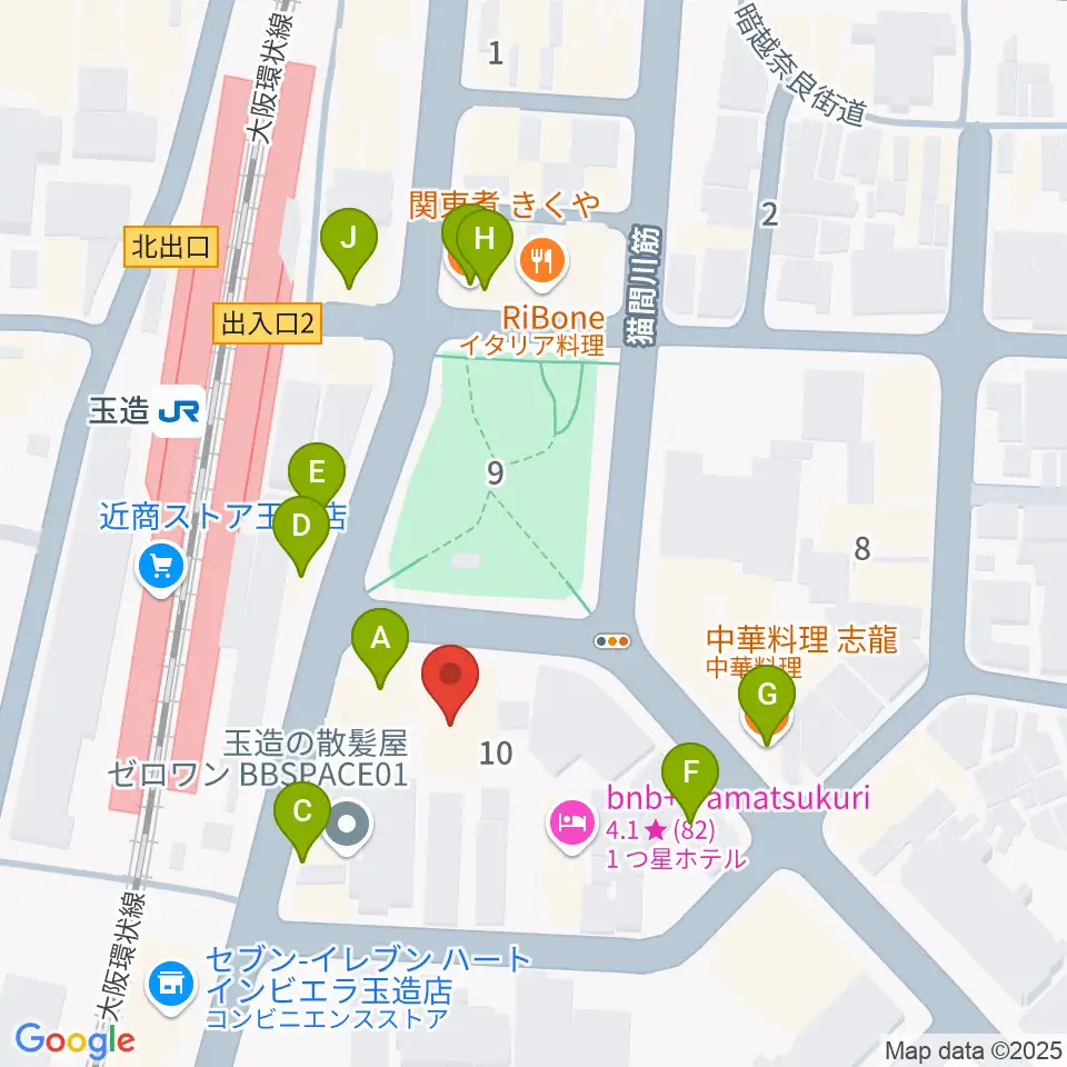 KMC音楽院周辺のファミレス・ファーストフード一覧地図
