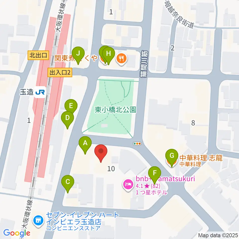 KMC音楽院周辺のファミレス・ファーストフード一覧地図