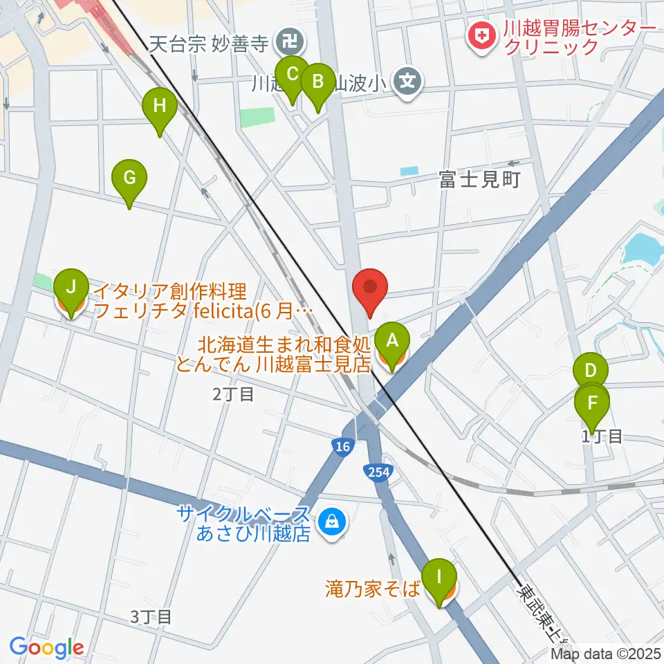 東京国際音楽療法専門学院周辺のファミレス・ファーストフード一覧地図