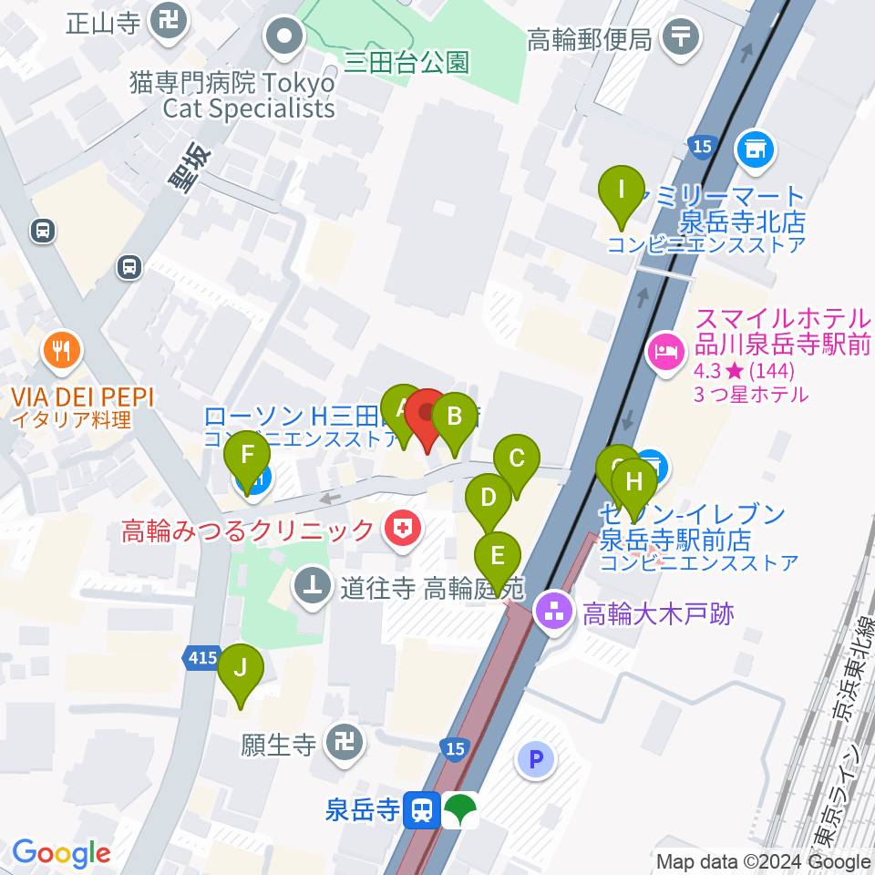 サンピアノ音楽教室周辺のファミレス・ファーストフード一覧地図