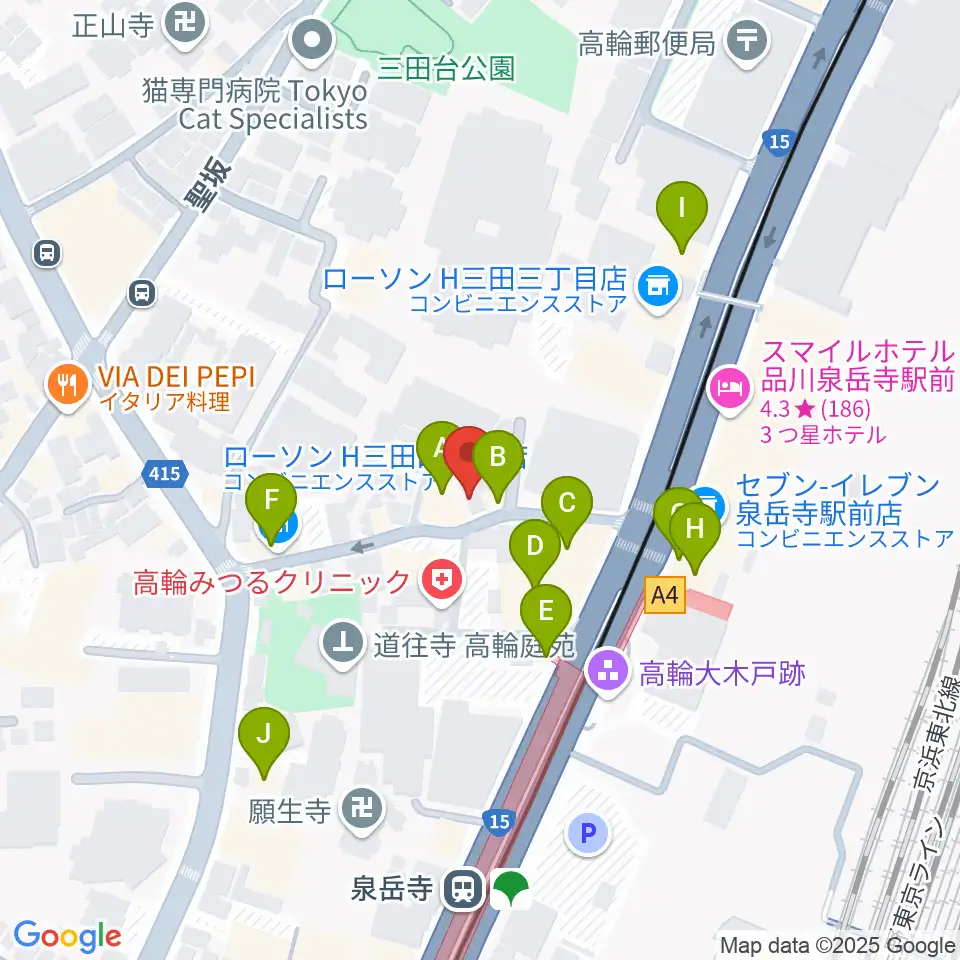 サンピアノ音楽教室周辺のファミレス・ファーストフード一覧地図