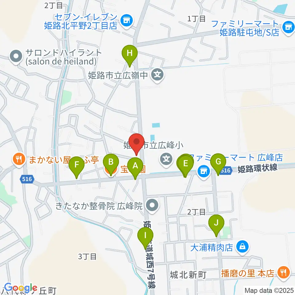 しらさぎ音楽学院周辺のファミレス・ファーストフード一覧地図