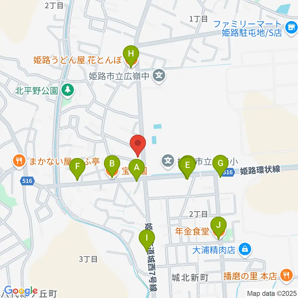 しらさぎ音楽学院周辺のファミレス・ファーストフード一覧地図